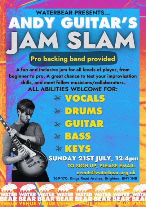 Event poster for Andy Guitar Jam Slam event